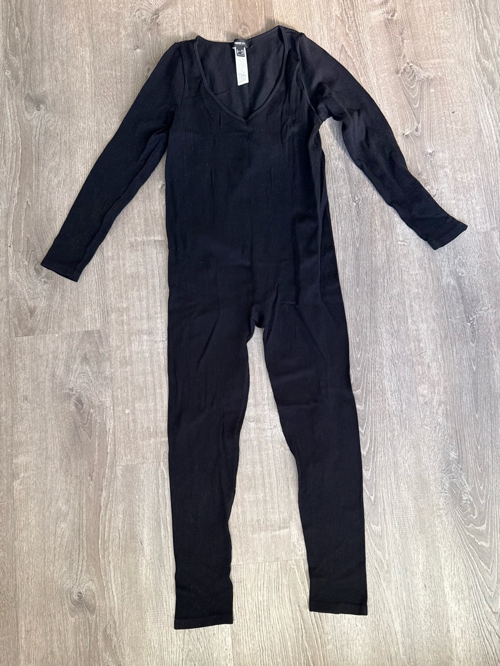 Forever 21 Ribbed Long-Sleeve Jumpsuit Blue - Picture 6 of 6